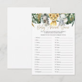 Invitation Safari Baby Animal Guessing Baby shower de jeu (Devant / Derrière)