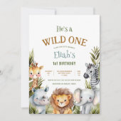 Invitation Safari Baby Animals Wild One First Birthday (Devant)
