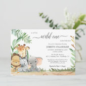 Invitation Safari Baby Animals Wild Un Baby shower (Debout devant)