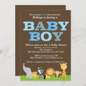 Invitation Safari Baby Boy Shower (Devant / Derrière)