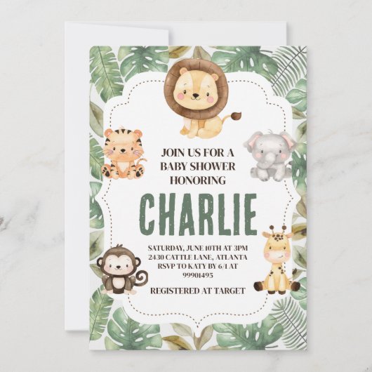 Invitation Safari Baby Shower (Devant)