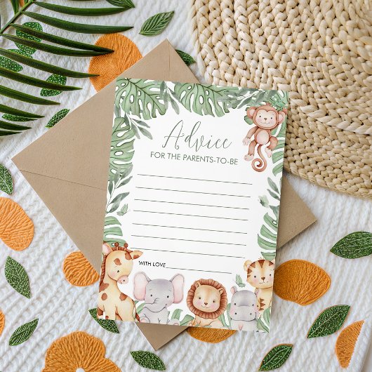 Invitation Safari Baby Shower Advice Card