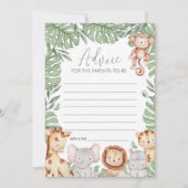 Invitation Safari Baby Shower Advice Card (Devant)