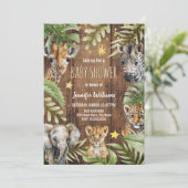 Invitation Safari Baby shower Bébé Animaux (Debout devant)