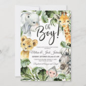 Invitation Safari baby shower bébé garçon douche (Devant)
