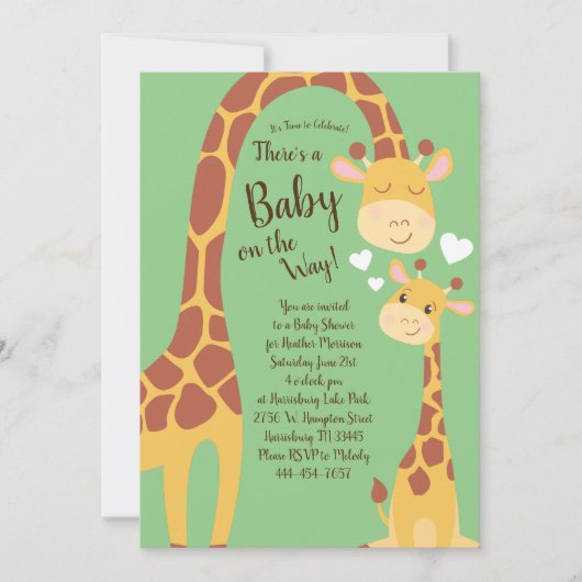 Invitation Safari Baby shower Giraffe (Devant)