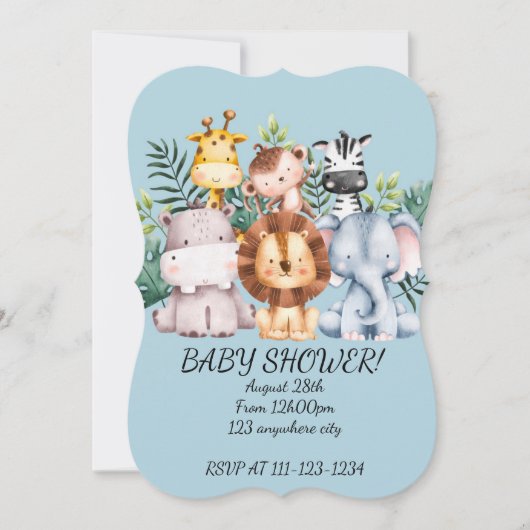 INVITATION SAFARI BABY SHOWER INVITATION, TÉLÉCHARGEABLE (Devant)