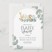 Invitation Safari Baby Shower Invite, Greenery Jungle Neutral (Devant)