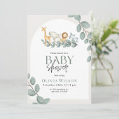 Invitation Safari Baby Shower Invite, Greenery Jungle Neutral (Debout devant)