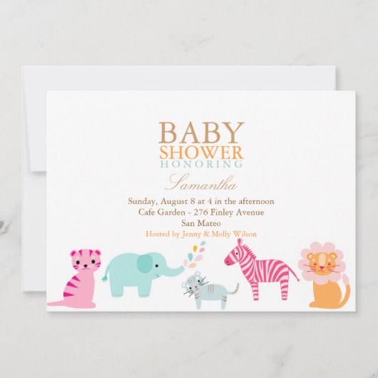 Invitation Safari Baby shower neutre pour les femmes Invitati (Devant)