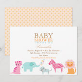 Invitation Safari Baby shower neutre pour les femmes Invitati (Devant / Derrière)