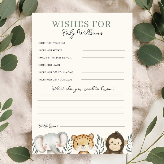 Invitation Safari Baby shower Wives for Baby Game Card