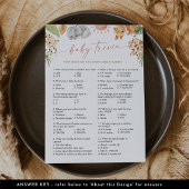 Invitation SAFARI Baby Trivia Baby shower Jeu