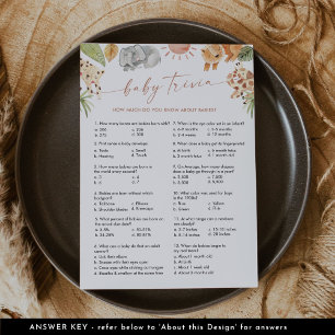 Invitation SAFARI Baby Trivia Baby shower Jeu