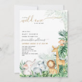 Invitation Safari Bébé Animaux Baby shower de verdure (Devant)