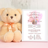 Invitation Safari Bébé Animaux En Ballons Rose À Air Chaud