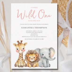 Invitation Safari Bébé Fille Sauvageonne Baby Shower 