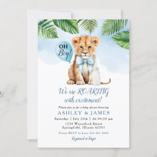 Invitation Safari Boy Lion cravate de Baby shower de verdure