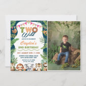 Invitation Safari Boy Two Wild 2nd Boy Birthday Photo (Devant)