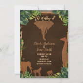 Invitation Safari Brown Jungle Zoo Animaux Mariage moderne (Devant)