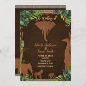 Invitation Safari Brown Jungle Zoo Animaux Mariage moderne (Devant / Derrière)