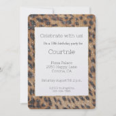 Invitation Safari Brown léopard animal étincelle Anniversaire (Devant)