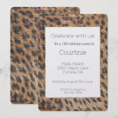 Invitation Safari Brown léopard animal étincelle Anniversaire (Devant / Derrière)