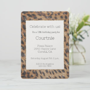 Invitation Safari Brown léopard animal étincelle Anniversaire