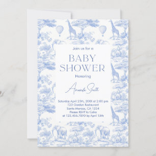 Invitation Safari Chinoiserie Toile de Jouy baby shower
