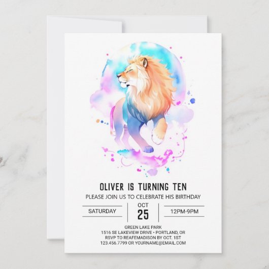 Invitation Safari Custom Lion Anniversaire (Devant)