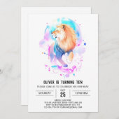 Invitation Safari Custom Lion Anniversaire (Devant / Derrière)