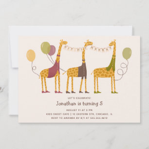 Invitation Safari d'anniversaire de girafe mignon Fête au z