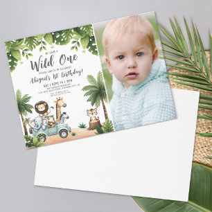 Invitation Safari dans la Jungle Photo Anniversaire de Wild O