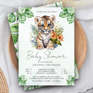Invitation Safari dans la jungle tropicale Fille au tigre mig