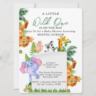 Invitation Safari dans la jungle tropicale pour garçon Baby S