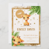 Invitation safari de bébé dessin animé girafe jungle (Devant)