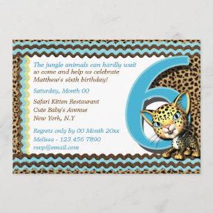 Invitation Safari de jungle de l'anniversaire du bébé sixième