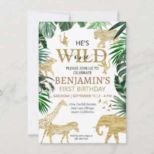 Invitation Safari de la Jungle tropicale Animaux Anniversaire