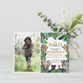 Invitation Safari de la Jungle tropicale Animaux Anniversaire (Debout devant)