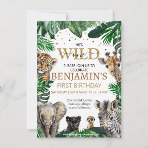 Invitation Safari de la Jungle tropicale Animaux Anniversaire