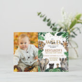 Invitation Safari de la Jungle tropicale Animaux Anniversaire (Debout devant)