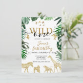 Invitation Safari de la Jungle tropicale Animaux Anniversaire (Debout devant)