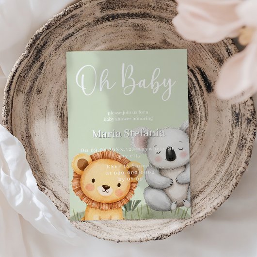 Invitation Safari de la Jungle tropicale verte Baby showers A