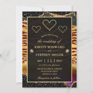 Invitation Safari de la jungle verte Mariage agate pailletée