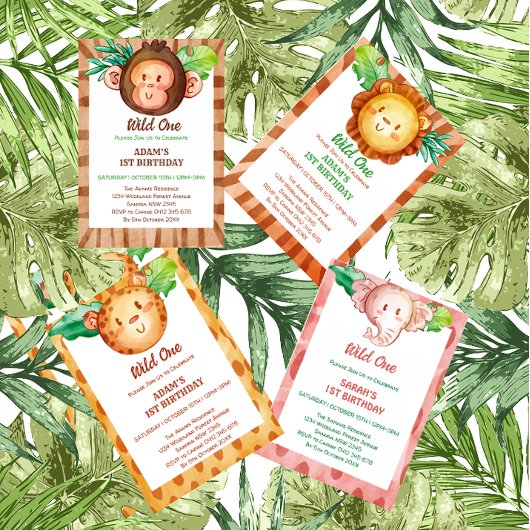 Invitation safari de singe sauvage un anniversaire