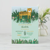 Invitation Safari de zoo d'anniversaire de tigre de jungle (Debout devant)