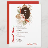 Invitation Safari Desert Boho Flowers Menu Mariage (Devant / Derrière)