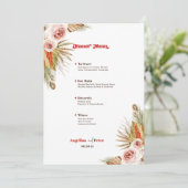Invitation Safari Desert Boho Flowers Menu Mariage (Debout devant)