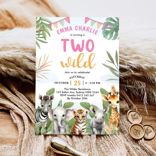 Invitation Safari Deux Wild 2e anniversaire