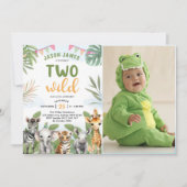 Invitation Safari Deux Wild 2e Boy Photo Anniversaire (Devant)